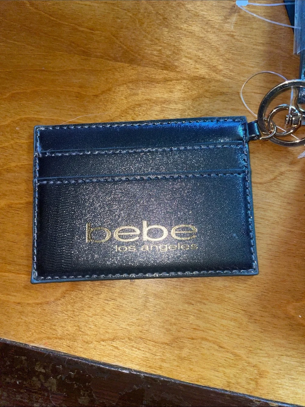 bebe SILVER Quilted Zip Wallet with Gold Accents